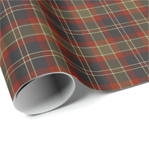 Papier Cadeau Bleu marine et motif rustique rouge de plaid