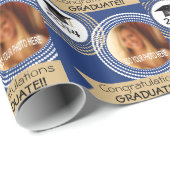 Papier Cadeau Bleu marine et obtention du diplôme de photo de (Coin rond)