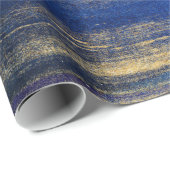 Papier Cadeau Bleu marine et or (Coin rond)