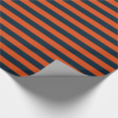 Papier Cadeau Bleu marine et rayure horizontale orange (Coin)