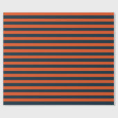 Papier Cadeau Bleu marine et rayure horizontale orange (Plat)