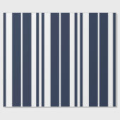 Papier Cadeau Bleu Marine Rayures Blanches Moderne (Plat)