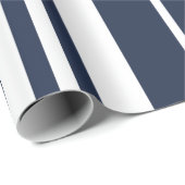 Papier Cadeau Bleu Marine Rayures Blanches Moderne (Coin rond)