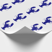 Papier Cadeau Bleu marine sur le homard côtier blanc de décor (Coin)