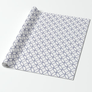 Papier Cadeau Bleu marine sur les cercles de recouvrement blancs
