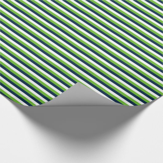 Papier Cadeau Bleu marine, Vert action, Blancs Horizontal (Coin)