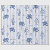 Papier Cadeau Bleu maritime côtier Motif rayé (Plat)