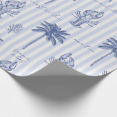 Papier Cadeau Bleu maritime côtier Motif rayé (Coin)