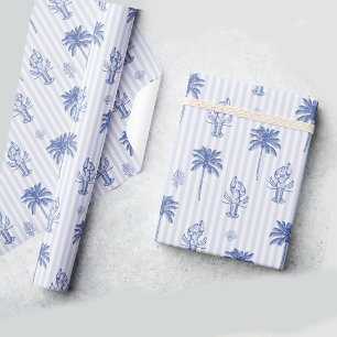 Papier Cadeau Bleu maritime côtier Motif rayé