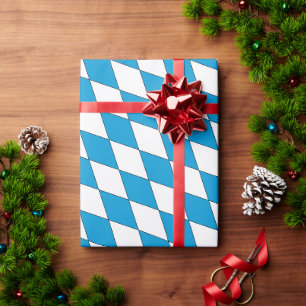 Papier Cadeau Bleu Médiéval Blanc Bavière en forme de diamant