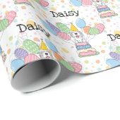 Papier Cadeau Bleu Merle Cheepadoodé Chien Anniversaire (Coin rond)