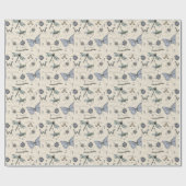 Papier Cadeau Bleu mignon Bugs et Insectes Enfants Bébé Garçon (Plat)