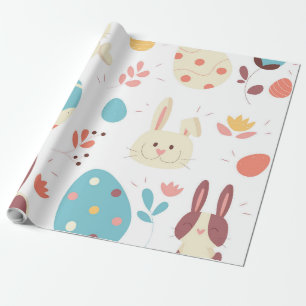 Papier Cadeau Bleu mignon et oeufs de pâques