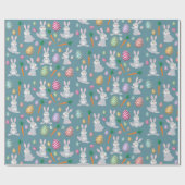 Papier Cadeau Bleu mignon lapin lapin Motif (Plat)