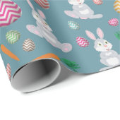 Papier Cadeau Bleu mignon lapin lapin Motif (Coin rond)