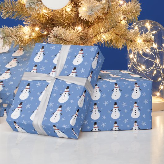 Papier Cadeau Bleu mignon Snowman Snowflake Noël (Vacances)