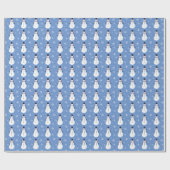 Papier Cadeau Bleu mignon Snowman Snowflake Noël (Plat)