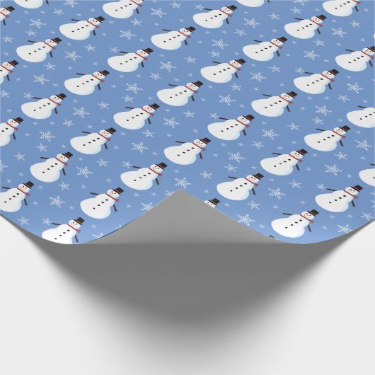 Papier Cadeau Bleu mignon Snowman Snowflake Noël (Coin)