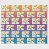 Papier Cadeau Bleu moderne, violet, orange Tulip Couple Floral (Plat)