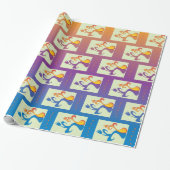 Papier Cadeau Bleu moderne, violet, orange Tulip Couple Floral (Déroulé)