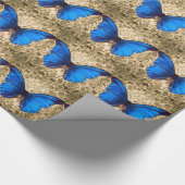 Papier Cadeau Bleu monarque papillon damassé art Vintage (Coin)