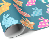 Papier Cadeau Bleu Motif Bleu de Pâques (Coin rond)