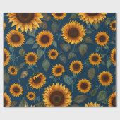 Papier Cadeau Bleu Motif de tournesol mignon (Plat)