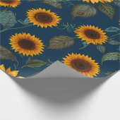 Papier Cadeau Bleu Motif de tournesol mignon (Coin)