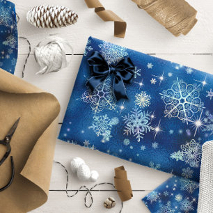 Papier Cadeau Bleu Motif des flocons les plus beaux ID846