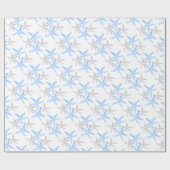 Papier Cadeau bleu nautique de plage d'étoiles de mer (Plat)