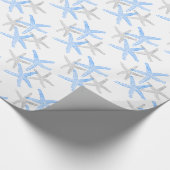 Papier Cadeau bleu nautique de plage d'étoiles de mer (Coin)