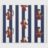 Papier Cadeau Bleu Nautique Stripes Garçon Pirate (Plat)