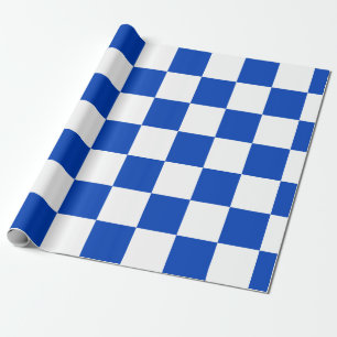 Papier Cadeau Bleu Néon Vibrant à Damier Blanc – Amusement Audac