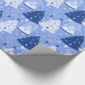 Papier Cadeau Bleu Noël Neige Globes (Coin)