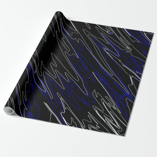 Papier Cadeau Bleu noir marbré (Déroulé)