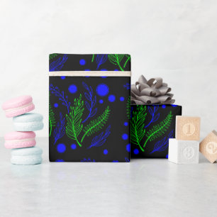 Papier Cadeau Bleu noir Vert simple Abstrait