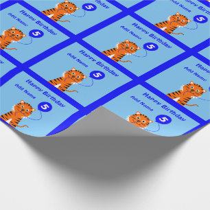 Papier Cadeau bleu nommé fait sur commande de 5ème tigre