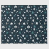 Papier Cadeau Bleu Nuit Ciel Blanc Flèches de neige (Plat)