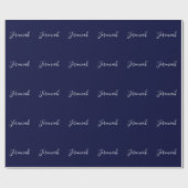 Papier Cadeau Bleu Nuit Couleur Simple Moderne Propre Nom Callig (Plat)
