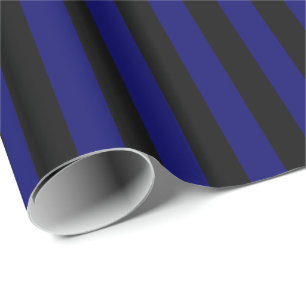 Papier Cadeau Bleu Nuit et Rayure Noire
