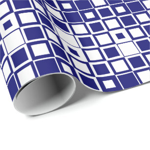 Papier Cadeau Bleu Nuit Foncé et Carré Blanc à l'Intérieur d'un