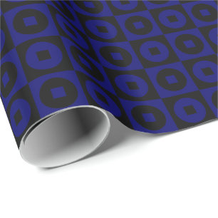 Papier Cadeau Bleu Nuit foncé et Carré Cercle Noir