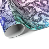 Papier Cadeau Bleu octopique (Coin rond)