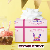 Papier Cadeau Bleu oeuf de Pâques lapin texte personnalisé