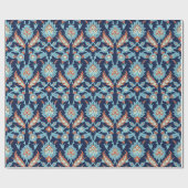 Papier Cadeau Bleu Orange Blanc Turc Oriental Floral (Plat)