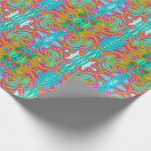 Papier Cadeau Bleu, orange et rose chaud Super Abstrait Rétro (Coin)