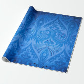 Papier Cadeau Bleu Oriental Peacock Birds (Déroulé)