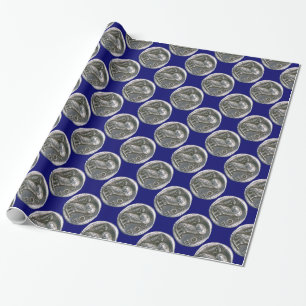 Papier Cadeau Bleu OWL ANTIQUE