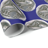 Papier Cadeau Bleu OWL ANTIQUE (Coin rond)