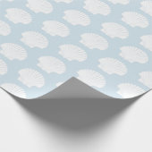 Papier Cadeau Bleu pâle et coquilles de mer blanches (Coin)
